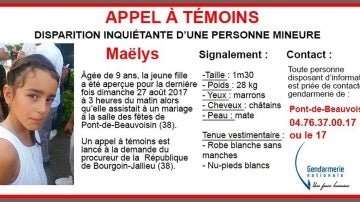 Alerta que facilitó la Gendarmería sobre la desaparición de Maëlys De Araujo