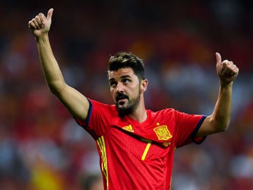David Villa saluda a la afición española con la Selección
