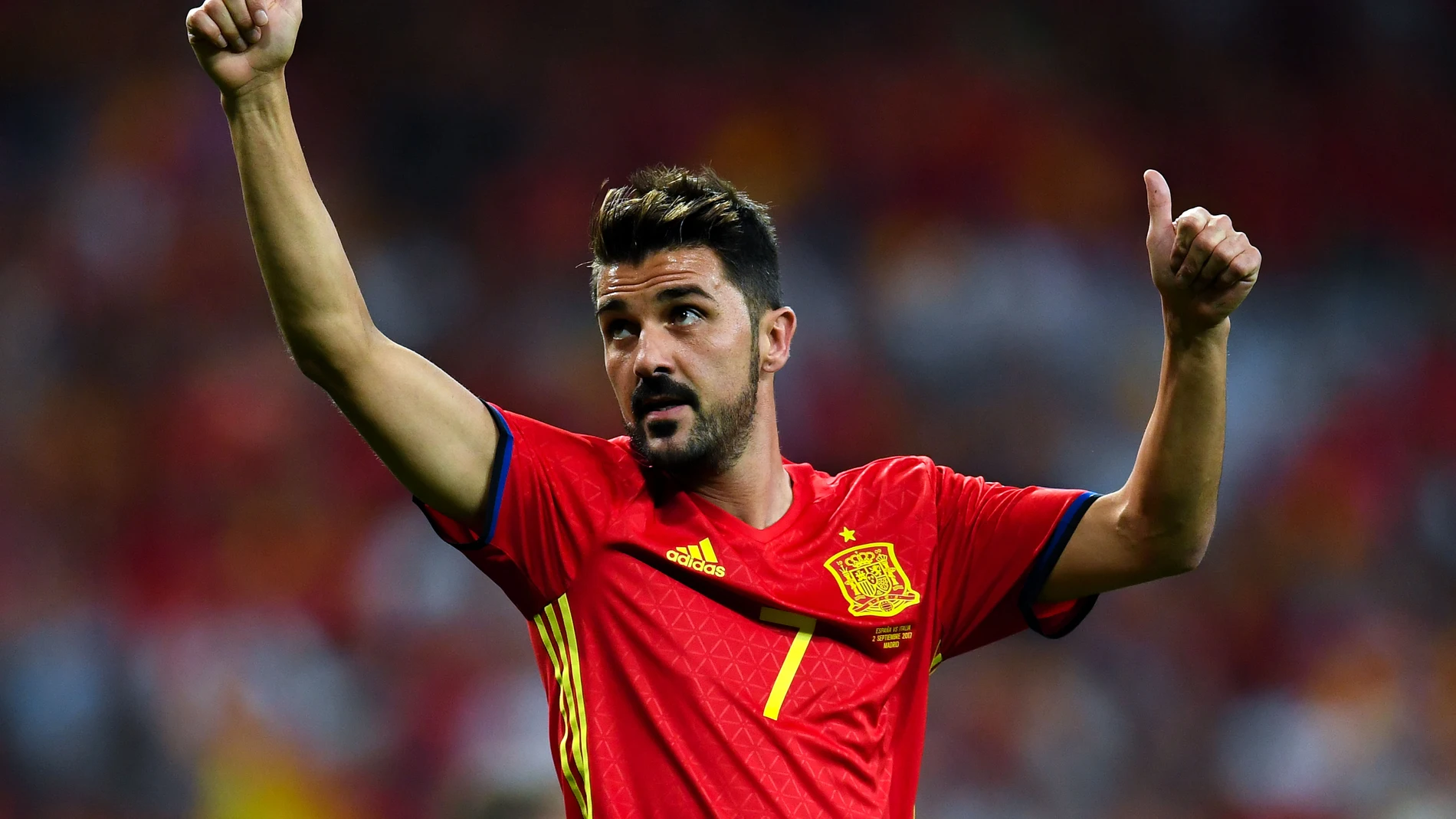 David Villa saluda a la afición española con la Selección David Villa saluda a la afición española con la Selección