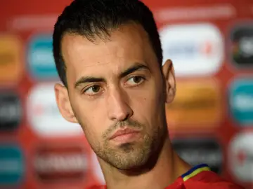 Busquets, durante la comparecencia de prensa Busquets, durante la comparecencia de prensa