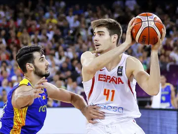 Juancho Hernangómez, durante el partido contra Rumanía Juancho Hernangómez, durante el partido contra Rumanía