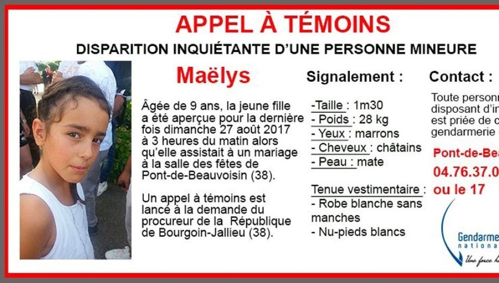 Cartel de búsqueda de Maëlys de Araujo