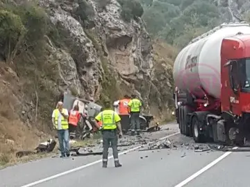 Accidente en la N-I a la altura de la localidad burgalesa de Pancorbo Accidente en la N-I a la altura de la localidad burgalesa de Pancorbo