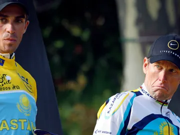 Lance Armstrong y Contador en el Tour de 2009 Lance Armstrong y Contador en el Tour de 2009