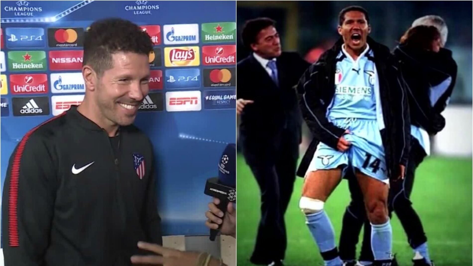 Simeone, preguntado por su gesto cuando jug&oacute; en la Lazio