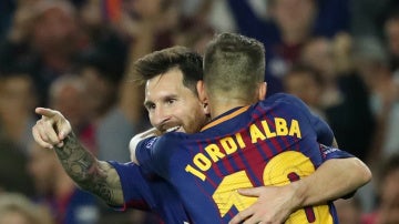Messi celebra su segundo gol contra la Juventus