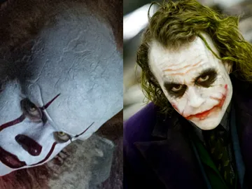 Bill Skarsgård como Pennywise y Heath Ledger como el Joker Bill Skarsgård como Pennywise y Heath Ledger como el Joker