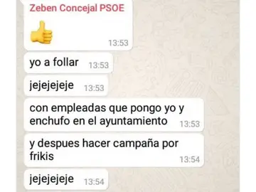 El mensaje del concejal del PSOE El mensaje del concejal del PSOE