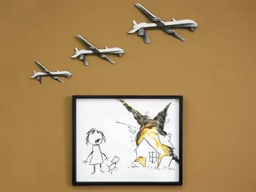 Obra de Banksy contra las armas Obra de Banksy contra las armas