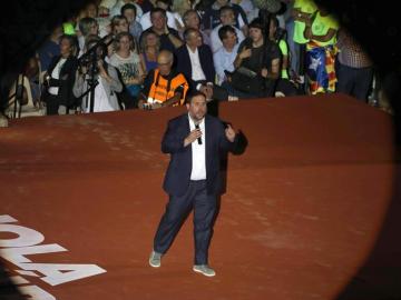 El vicepresidente del Govern, Oriol Junqueras durante su intervención en el Tarraco Arena