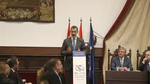 El Rey Felipe VI, durante su discurso de apertura del curso universitario español en el paraninfo de la Universidad de Salamanca El Rey Felipe VI, durante su discurso de apertura del curso universitario español en el paraninfo de la Universidad de Salamanca