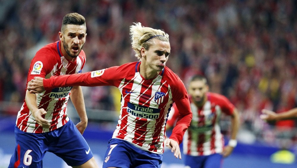 Griezmann celebra su gol con el Atlético de Madrid