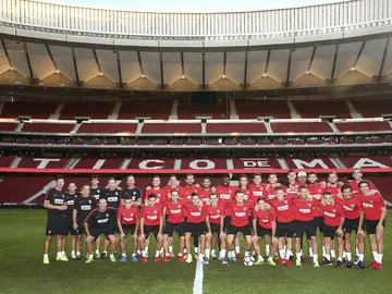 Los jugadores del Atleti, en el Wanda Metropolitano Los jugadores del Atleti, en el Wanda Metropolitano