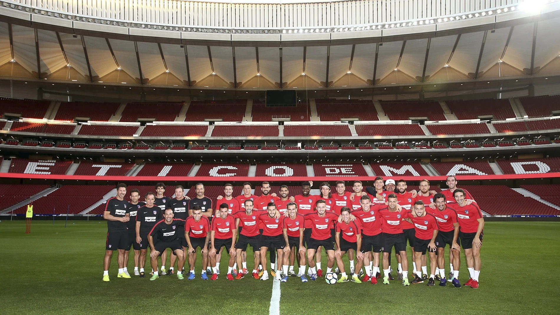 Los jugadores del Atleti, en el Wanda Metropolitano Los jugadores del Atleti, en el Wanda Metropolitano