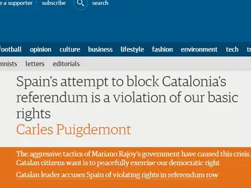 Artículo de Puigdemont en 'The Guardian' Artículo de Puigdemont en 'The Guardian'