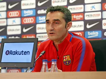 Ernesto Valverde, durante la rueda de prensa Ernesto Valverde, durante la rueda de prensa