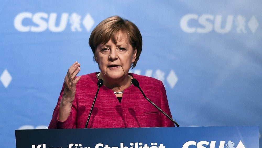 Angela Merkel en un acto de campaña