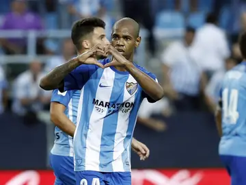 Rolán celebra uno de sus goles contra el Athletic Rolán celebra uno de sus goles contra el Athletic
