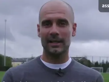Pep Guardiola, durante un vídeo en el que muestra su apoyo al referéndum Pep Guardiola, durante un vídeo en el que muestra su apoyo al referéndum