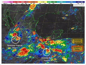 La tormenta Pilar se acerca a México La tormenta Pilar se acerca a México