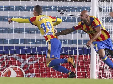 Rodrigo celebra su gol contra la Real Sociedad Rodrigo celebra su gol contra la Real Sociedad