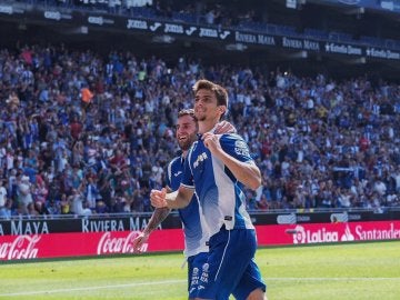 El Espanyol celebra un gol