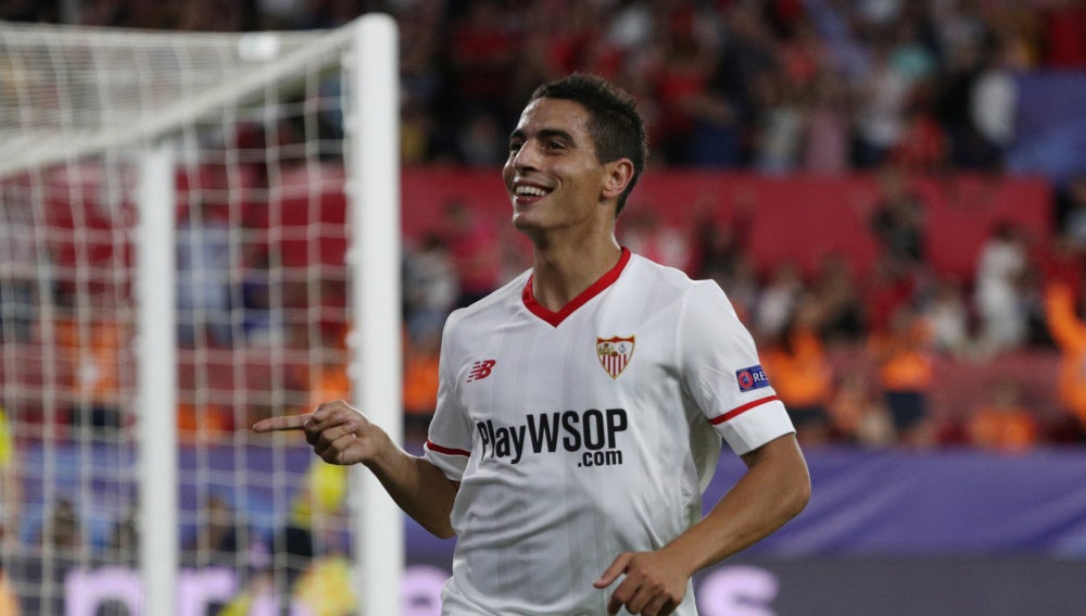 Ben Yedder celebra su gol contra el Maribor