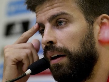 Gerard Piqué, durante su comparecencia ante los medios