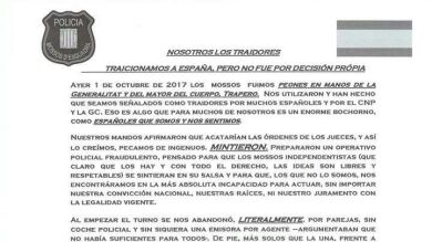 El documento que circula entre los Mossos: 