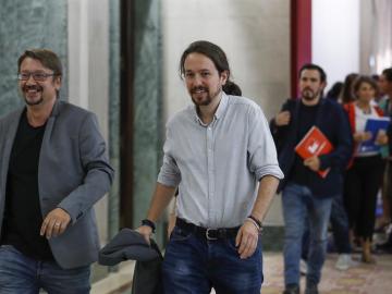 Pablo Iglesias, Xavi Doménech y Alberto Garzón