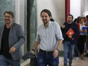 Pablo Iglesias, Xavi Doménech y Alberto Garzón Pablo Iglesias, Xavi Doménech y Alberto Garzón