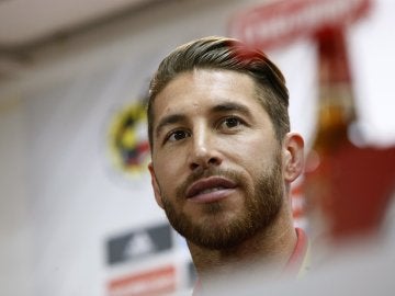 Sergio Ramos, durante la comparecencia ante los medios