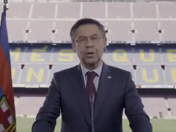 Josep María Bartomeu, durante el mensaje institucional Josep María Bartomeu, durante el mensaje institucional