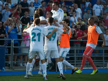 El Real Madrid celebra una victoria El Real Madrid celebra una victoria