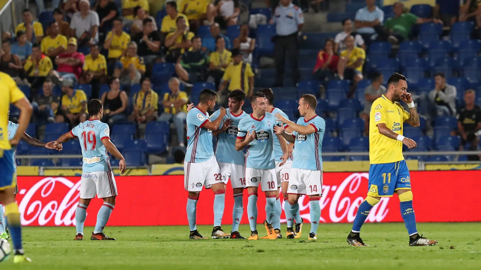 Los jugadores del Celta celebran un gol en el Estadio de Gran Canaria Los jugadores del Celta celebran un gol en el Estadio de Gran Canaria