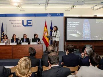 Dolors Montserrat en la presentación de la candidatura de Barcelona para albergar la Agencia Europea del Medicamento Dolors Montserrat en la presentación de la candidatura de Barcelona para albergar la Agencia Europea del Medicamento