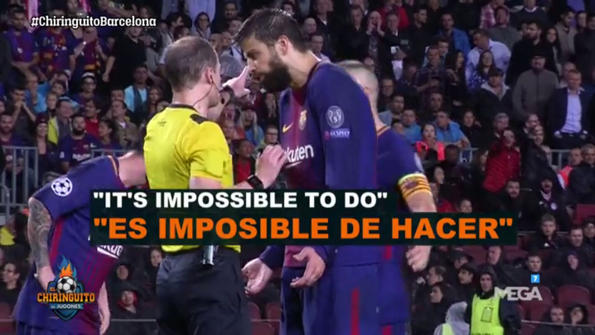 Piqu&eacute;, al &aacute;rbitro tras su expulsi&oacute;n: "&iquest;D&oacute;nde pongo el brazo?"