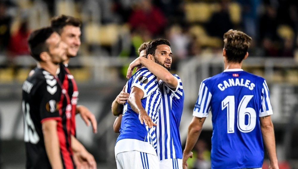 Willian José celebra un de sus goles frente al Vardar