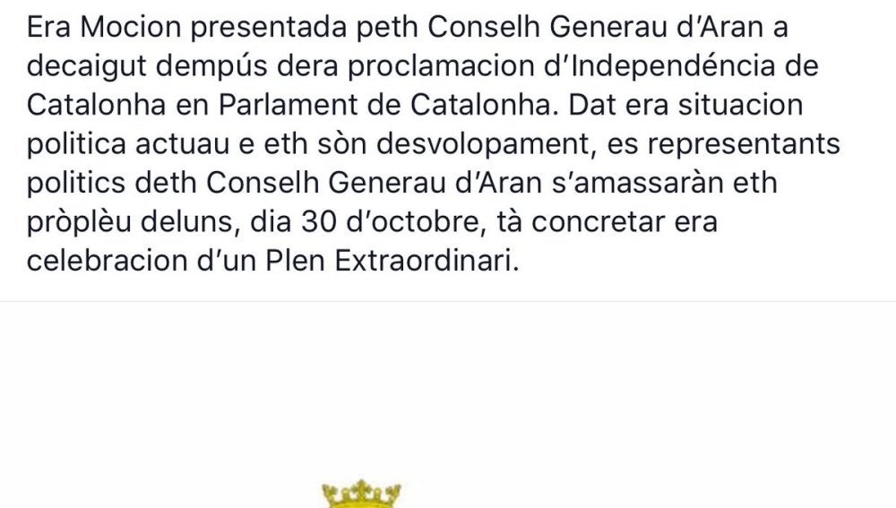 Comunicado del Consejo General de Arán