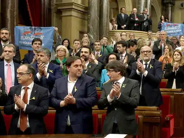 El Parlament tras votar a favor de la independencia unilateral El Parlament tras votar a favor de la independencia unilateral