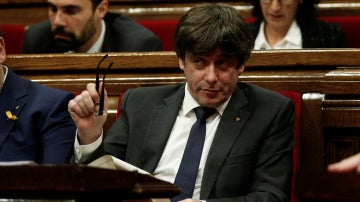 Carles Puigdemont, en el Parlament de Cataluña