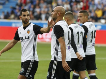 Zaza celebra un gol con el Valencia