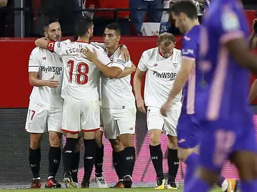 El Sevilla celebra un gol El Sevilla celebra un gol