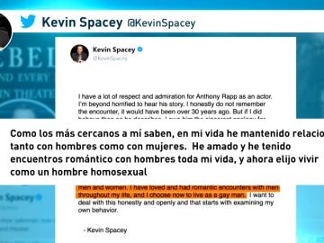 Kevin Spacey declara ser gay después de que el actor Anthony Rapp desvele que le acosó cuando tenía 14 años Kevin Spacey declara ser gay después de que el actor Anthony Rapp desvele que le acosó cuando tenía 14 años