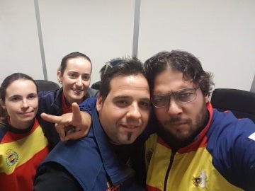 Los cuatro integrantes del equipo español de tiro
