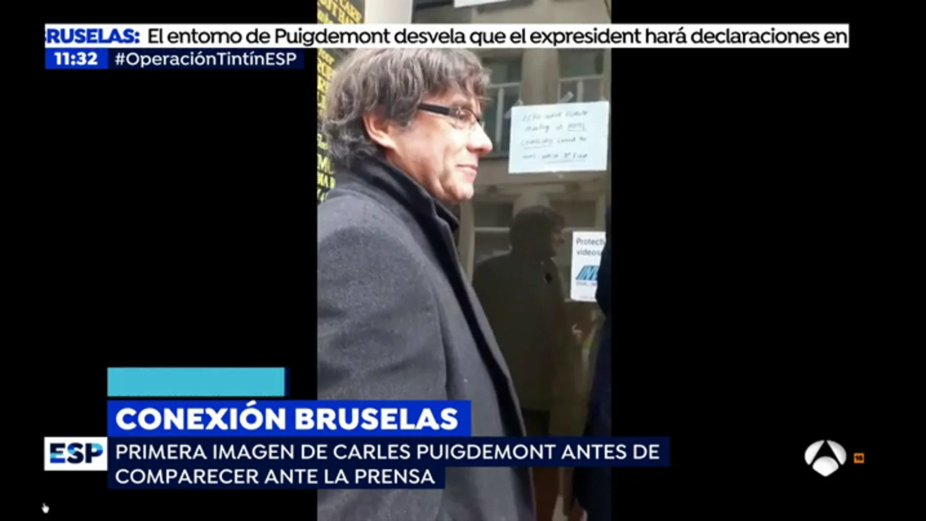 Primeras imágenes de Carles Puigdemont en Bruselas antes de comparecer ante la prensa