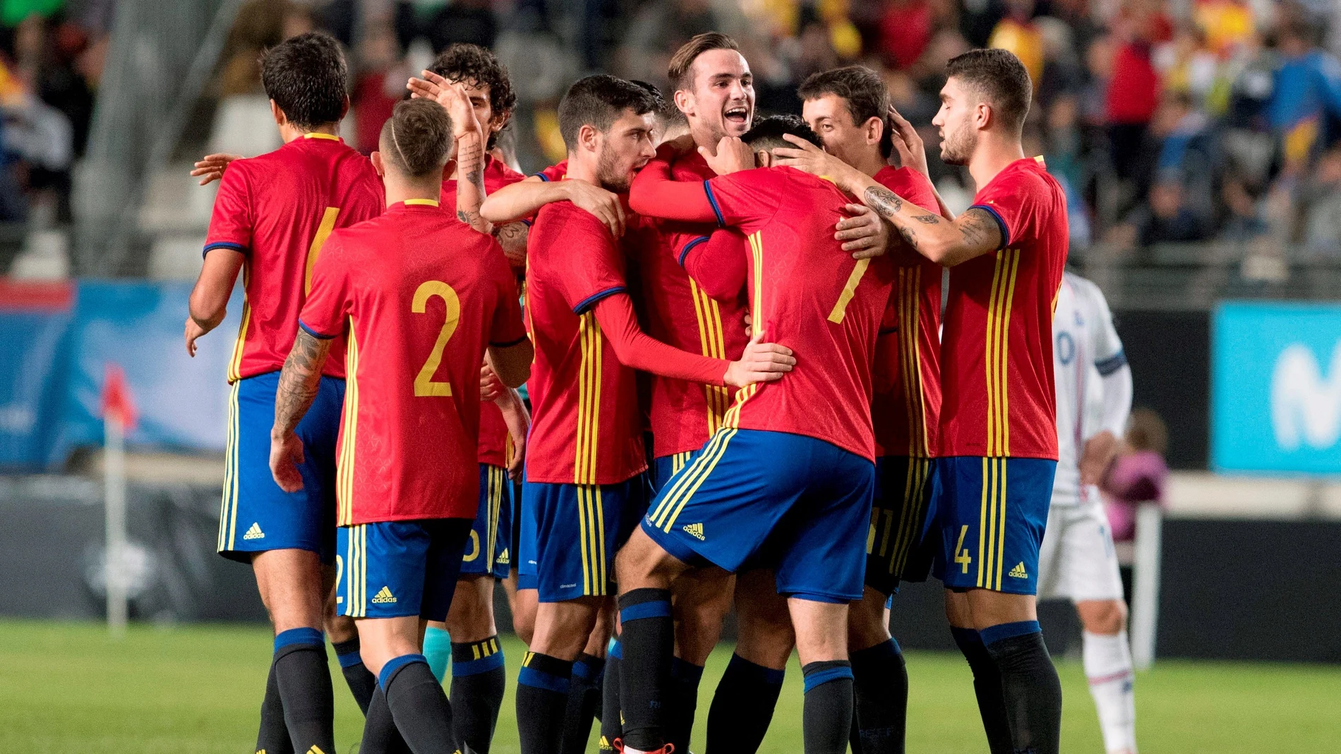 Los jugadores de la Sub-21 celebran el gol ante Islandia Los jugadores de la Sub-21 celebran el gol ante Islandia