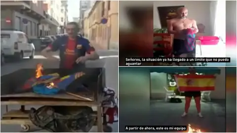 Aficionados culés queman la camiseta del Barcelona Aficionados culés queman la camiseta del Barcelona