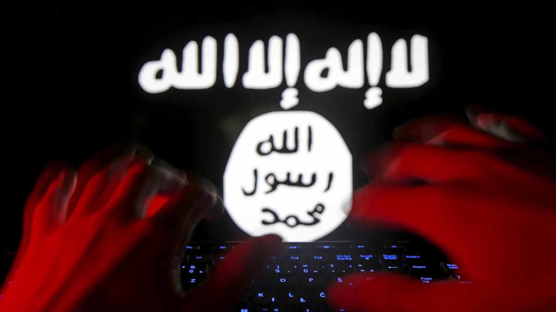 Símbolo de Daesh en una pantalla Símbolo de Daesh en una pantalla