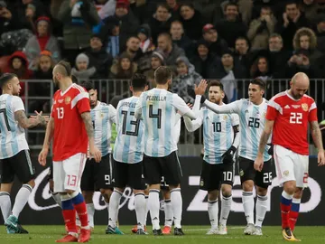 Los jugadores de la selección de Argentina celebran un gol Los jugadores de la selección de Argentina celebran un gol